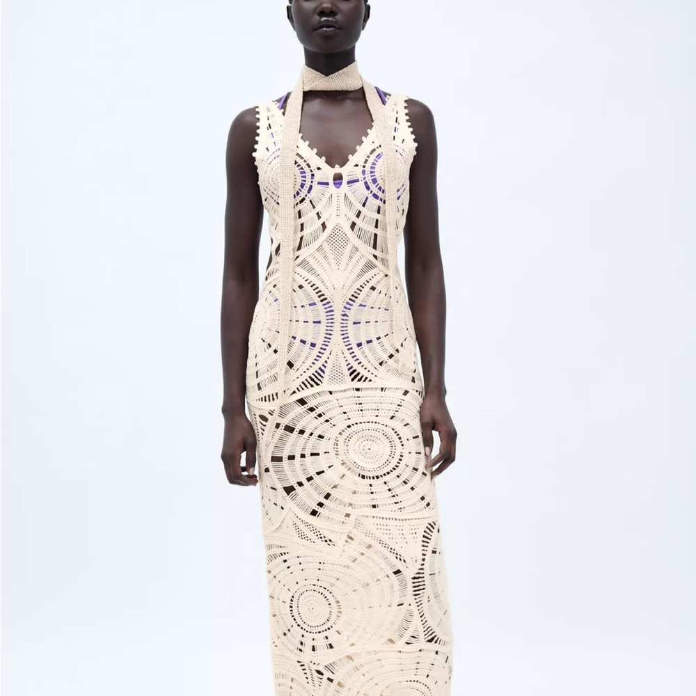 Zara Cream Crochet Maxi Dress